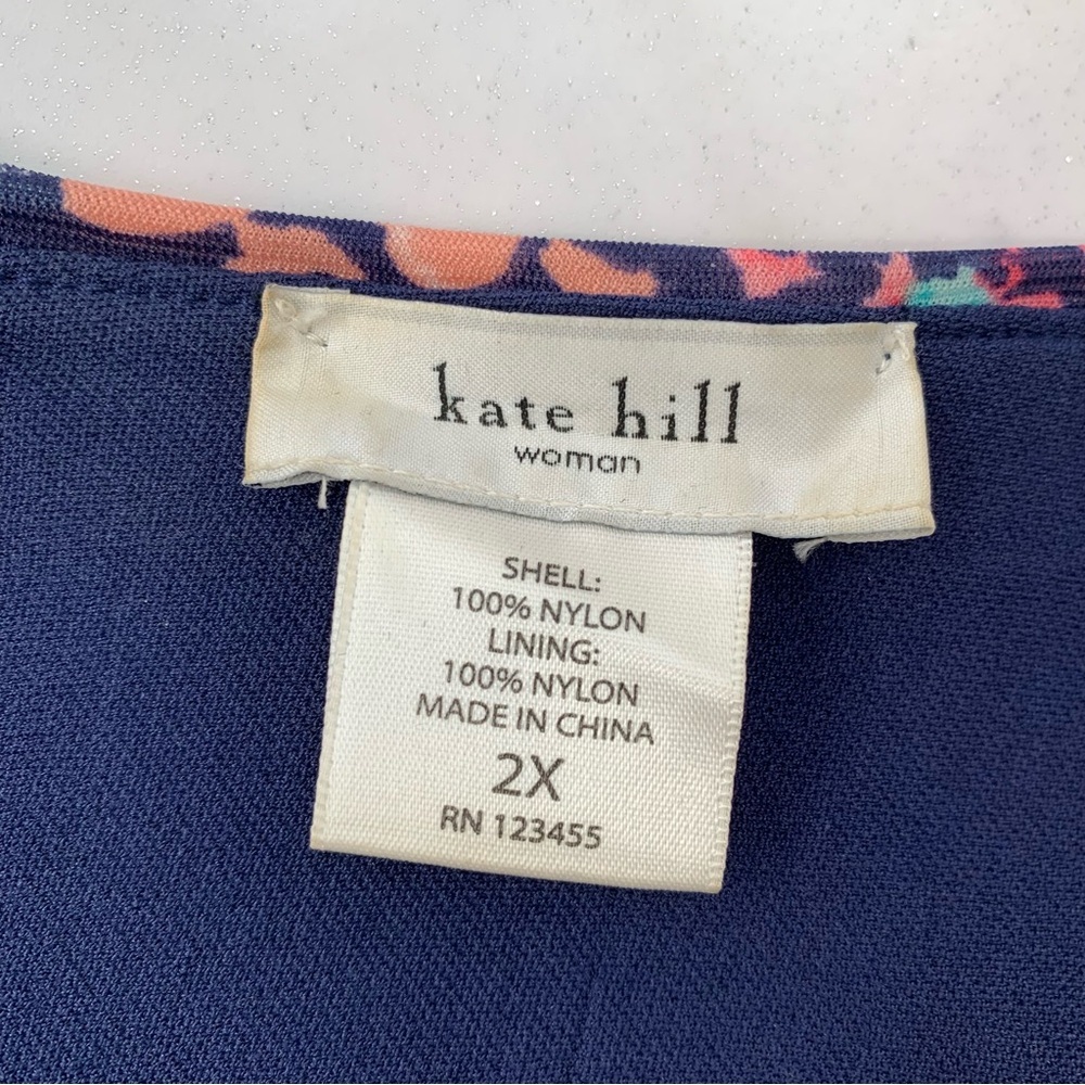 Kate Hill Skirt 2X Colorful Abstract Stretch Elastic Waist Lined Ruffle Office - Picture 5 of 7